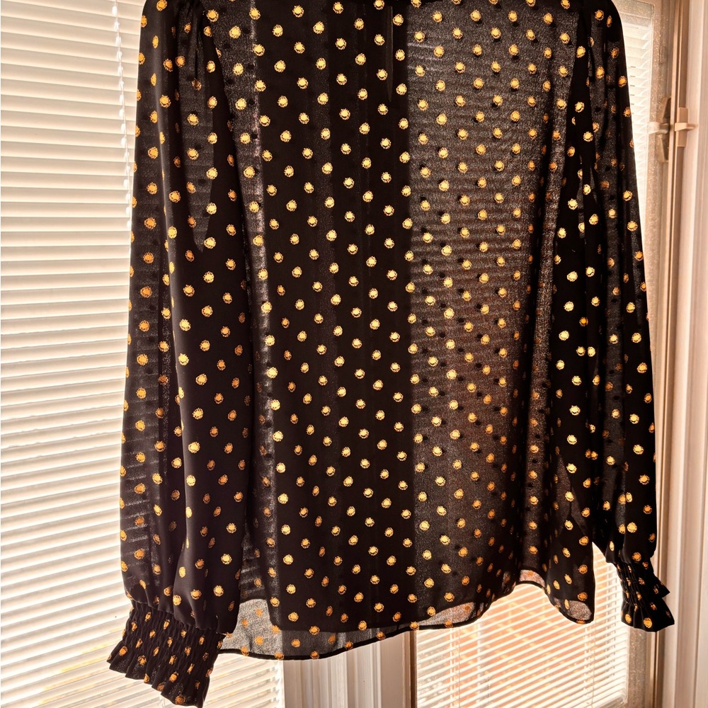 Worthington Black and Gold Polka Dot Blouse